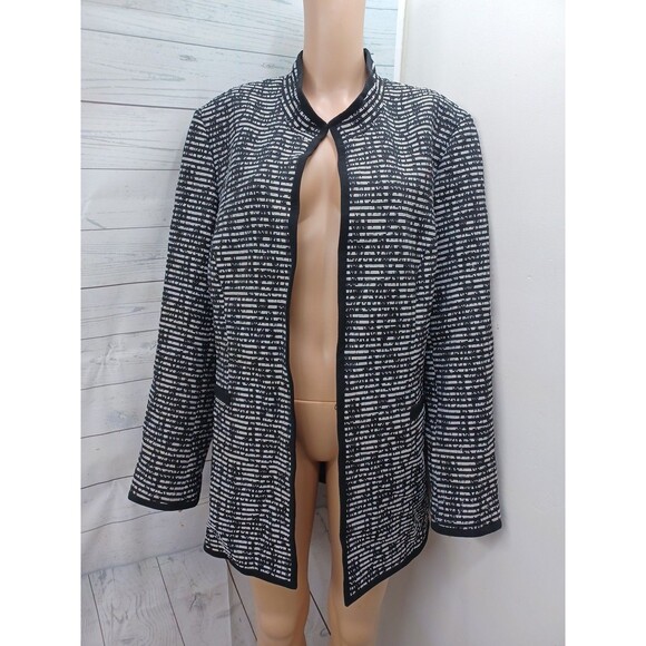 JM Studio by John Meyer Sz 18 Blue White  Long Cardigan Blazer Jacket - Picture 1 of 9
